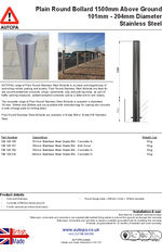 AUTOPA Plain Round Bollard 1500, Stainless Steel