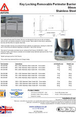 AUTOPA Key Locking Removable Hooped Barrier - 90 Stainless Steel