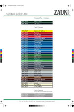 Standard Colours List