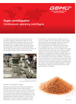 Sugar centrifugation: continuously operating centrifuges