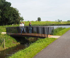 Benches and pedestrian bridges for public green space
