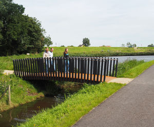 Benches and pedestrian bridges for public green space