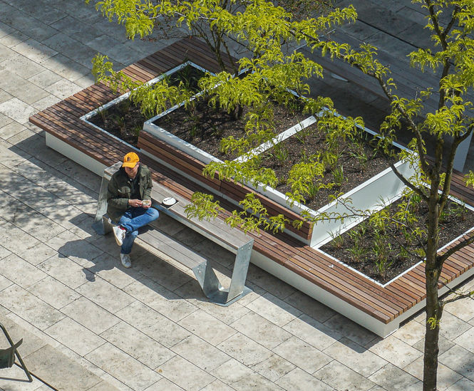 Solid Mobile Green Isles - mobile planters with integrated seating