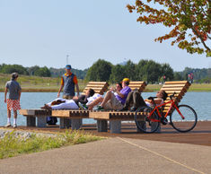 Seating and bollards for extensive urban park - USA