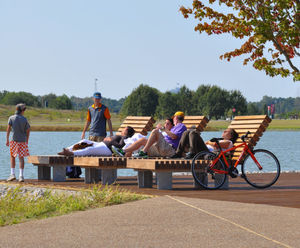 Seating and bollards for extensive urban park - USA