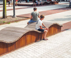 Outdoor seating for award-winning social space, Halmstad