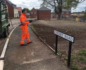 Hydroseeding for public space at new housing estate 