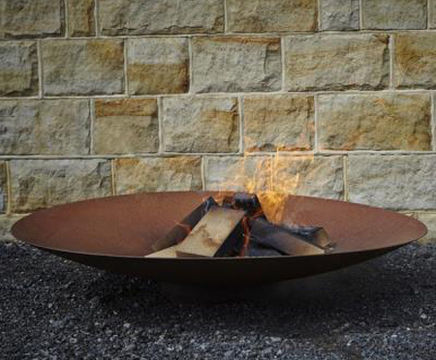 Corten steel fire pit wood burner bowl