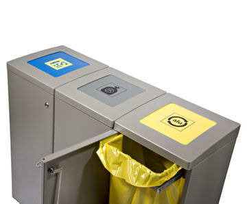 Lune Vario - modular steel waste separation bin for high-traffic areas