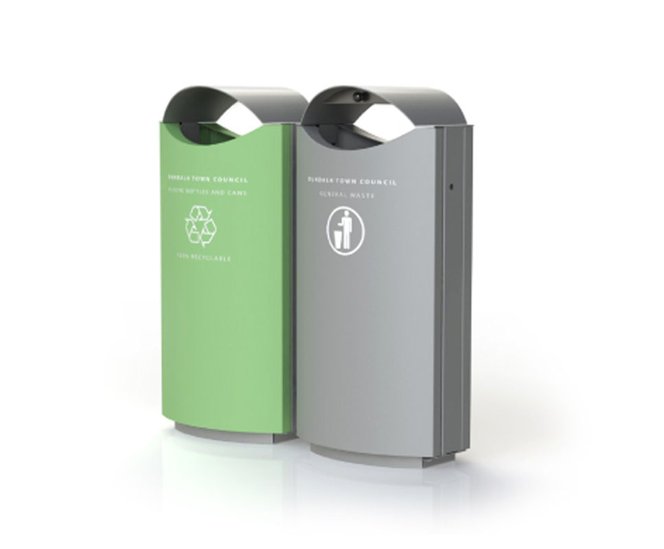 Images for s16 galvanised steel dual recycling bin, 115 litres