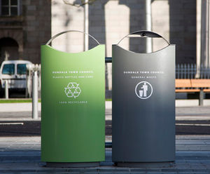 s16 - galvanised steel dual recycling bin, 115 litres