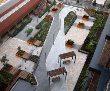Street furniture for student accommodation courtyard
