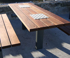 s96w galvanised steel and timber picnic set