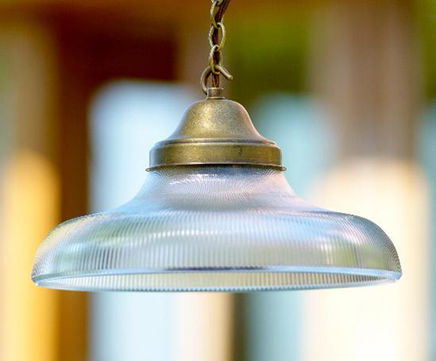 Richardson brass pendant light with ribbed glass shade