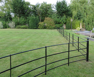 Traditional-style 4-bar steel estate and parkland fencing