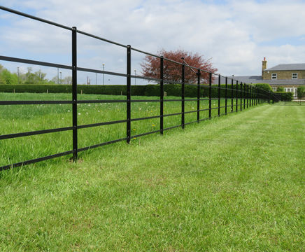 Traditional-style 5-bar steel estate and parkland fencing