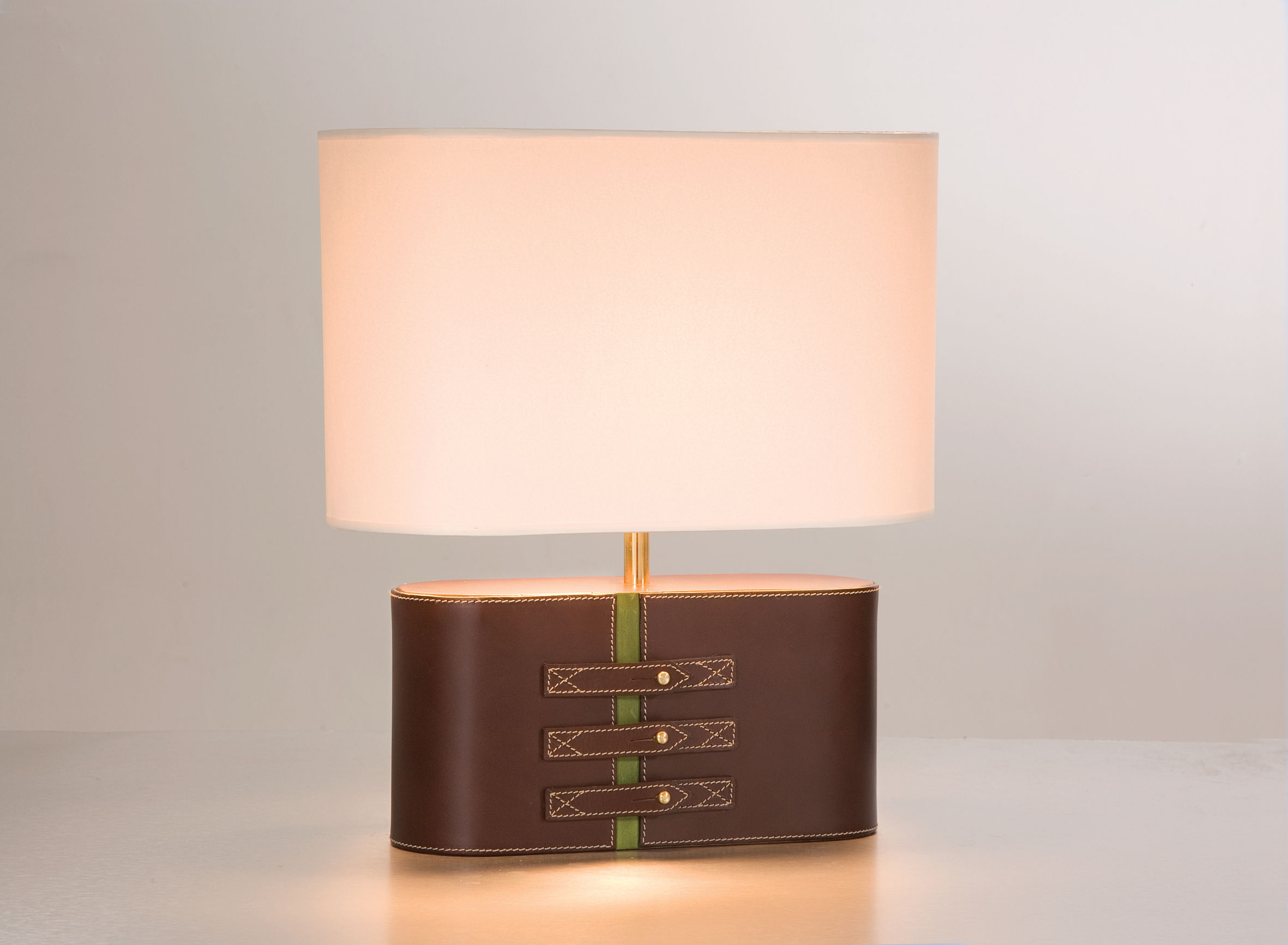 leather base table lamp