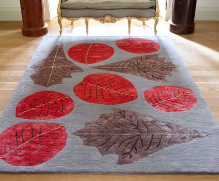 AUTUMN LEAVES bespoke  hand-knotted wool and silk rug 
