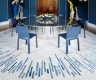 BLUE BARS bespoke hand knotted wool and silk rug