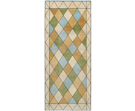 STAINED GLASS RUNNER - hand knotted wool and silk rug