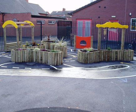 Playground roadways for safer surfacing or tarmac