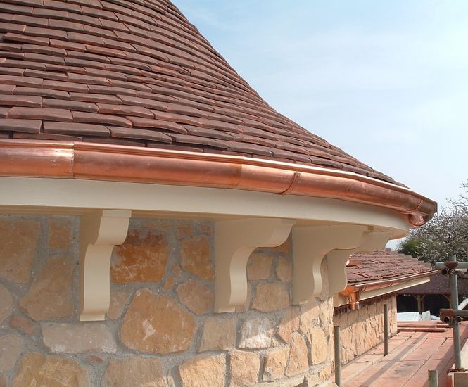 Special radius copper gutter for newbuild property Metal Gutta