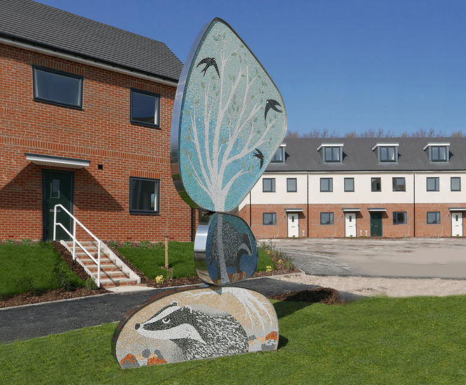 Badgers 3.4m-tall steel and mosaic sculpture