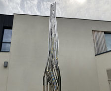 Laminae steel and mosaic sculpture for private client