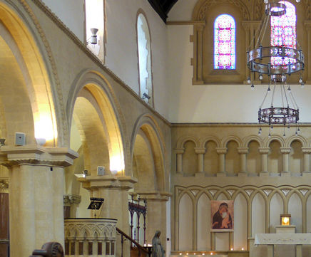 Architectural glass art panels, St James Priory, Bristol