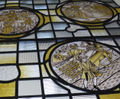 Hand painted medieval stained glass for door panels