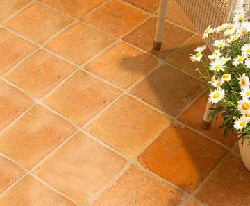 Reclaimed terracotta floor tiles
