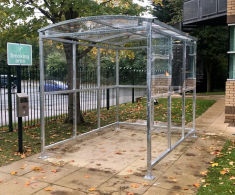 Burbank Shelter - steel outdoor shelter with PETG roof for smoking areas