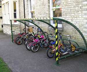 Bike and scooter shelters for playgrounds 