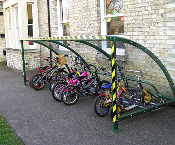 Bike and scooter shelters for playgrounds 