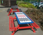 Playground picnic tables with optional activity tops