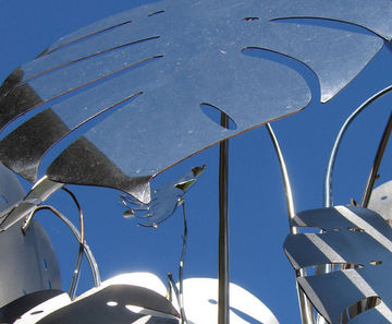 Cheese Plant stainless steel sculptures