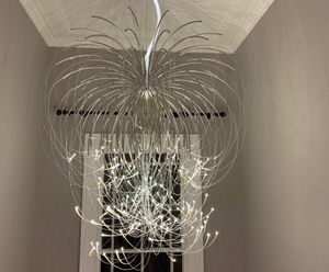 Organic stainless steel and fibre optic pendant light
