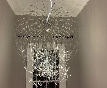 Organic stainless steel and fibre optic pendant light