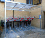 Cambridge - modular steel shelter for two-tier cycle storage (24 bikes)