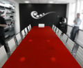Red glass boardroom table