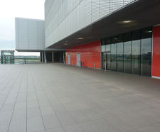 Huge entrance podium supported by 25,000 DPH pedestals