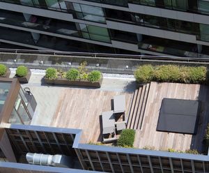 Adjustable pedestal support system for mixed use site