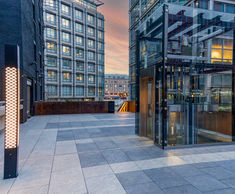 Raised paving for outdoor plaza, 245 Hammersmith