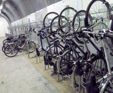 Vertical Bike Wall Racks - steel wall-mounted bike racks for indoor storage