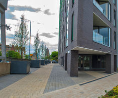 Bespoke steel tree planters for Telford Homes 