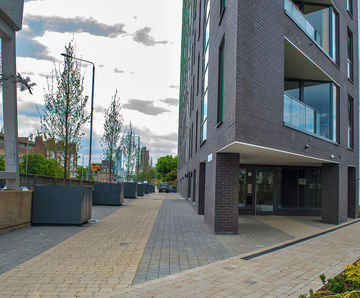 Bespoke steel tree planters for Telford Homes