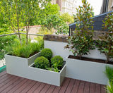 Bespoke modular planters for small intimate garden - on this page