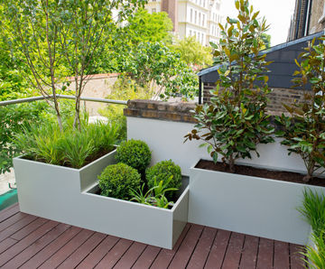 Bespoke modular planters for small intimate garden