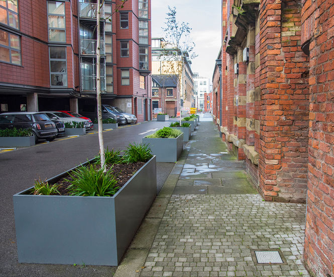 Bespoke powder coated planters for urban development