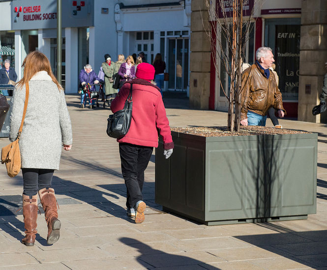 Steel tree planters for Cheltenham High Street